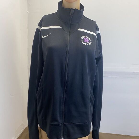 Nike Dri Fit Womens‎ Large Black Long Sleeve Full Zip Pocket Sweatshirt,Athletic - Picture 1 of 12
